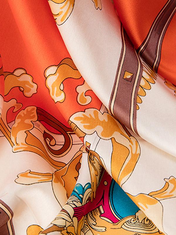 Orange Harmony Silk Square Scarf 110