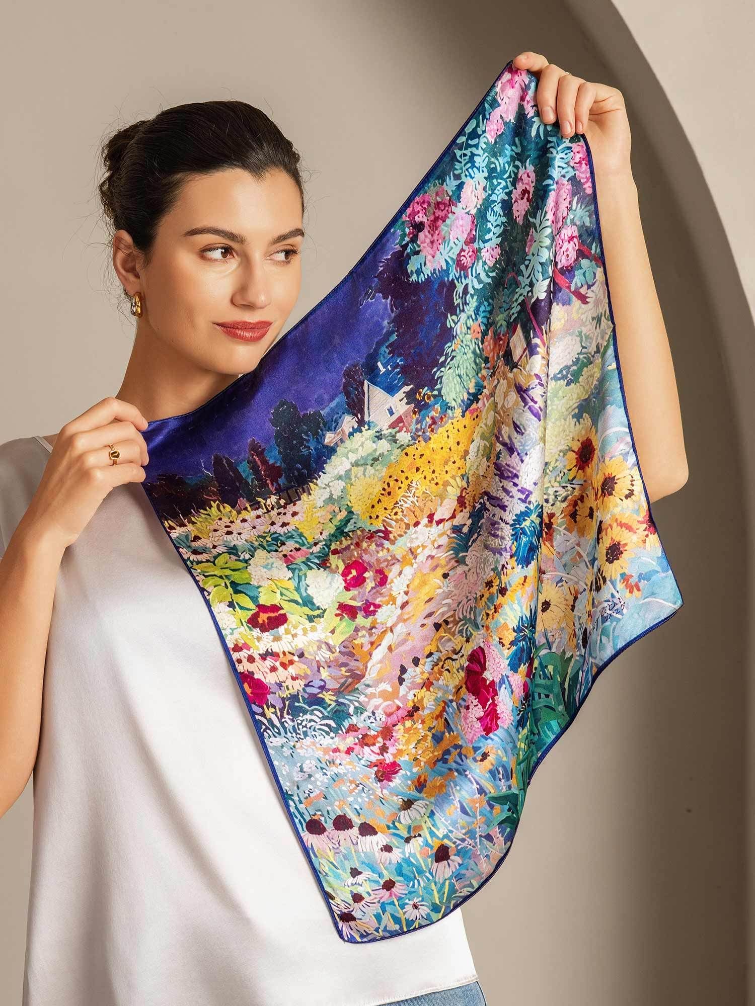 Pure Silk Printed Square Scarf 53*53 cm