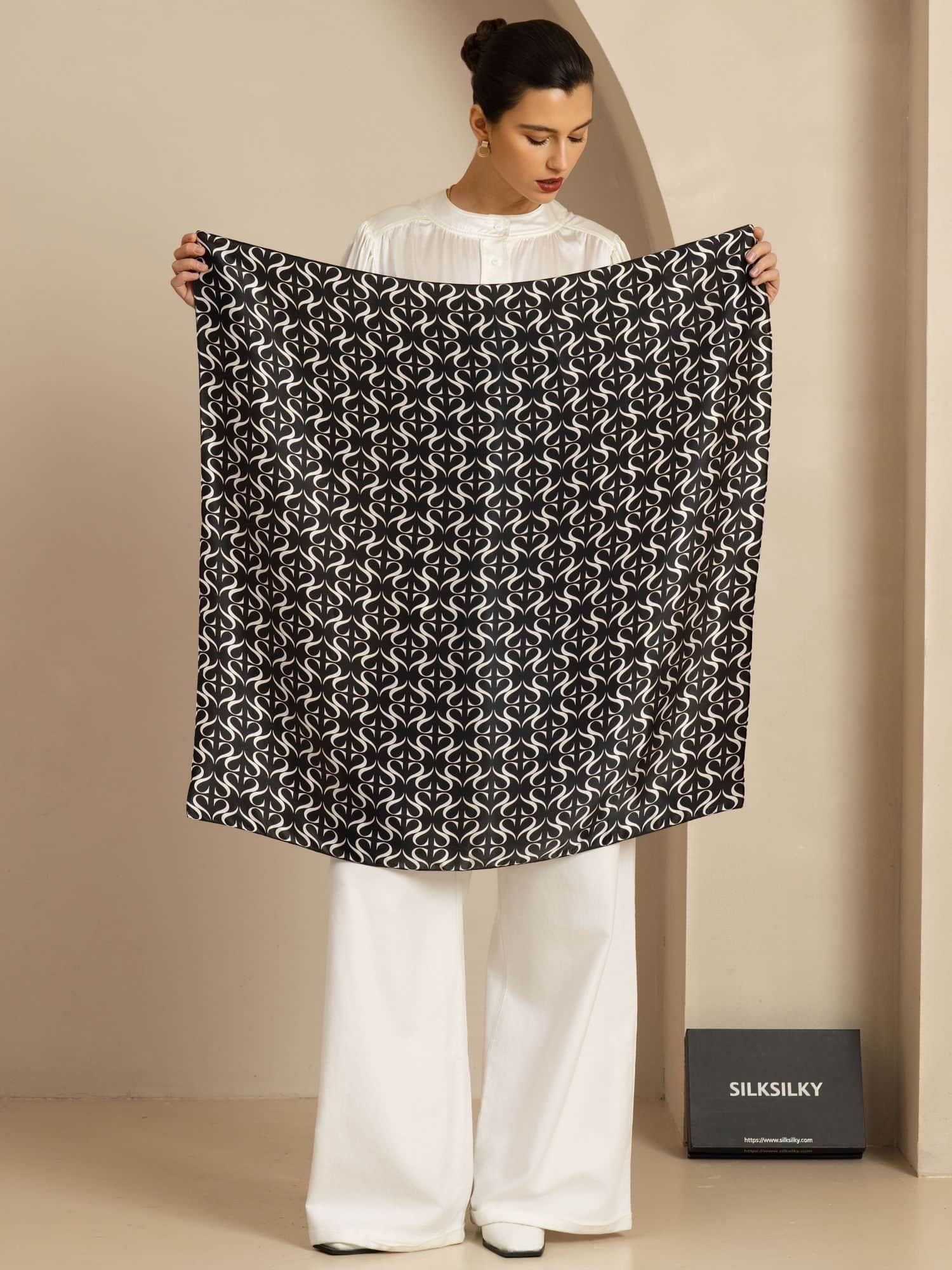 Pure Silk S Square Scarf - Size 90x90cm