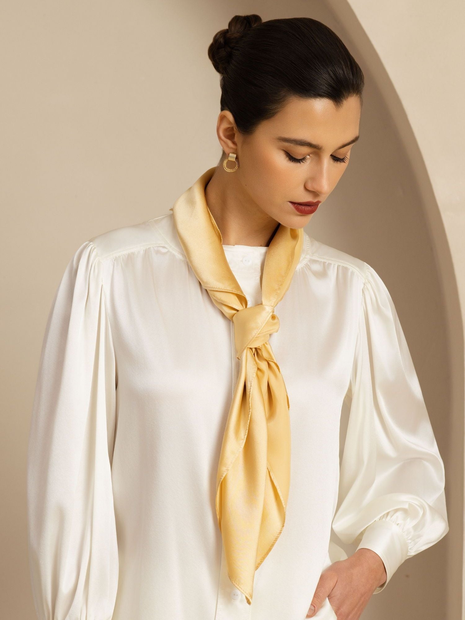 Pure Silk Classic  Elegant Square Scarf - Size 90x90cm