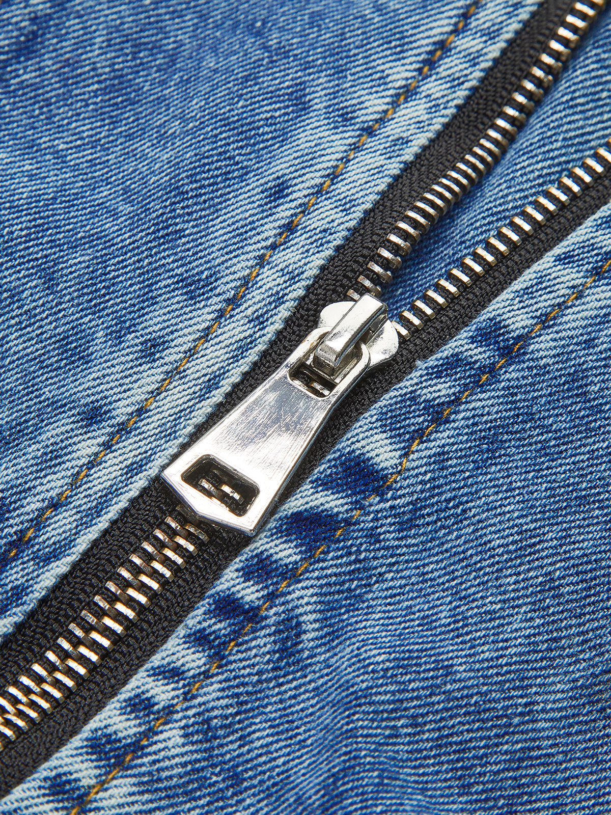 Puff-Sleeve Denim Panel Slim Jacket