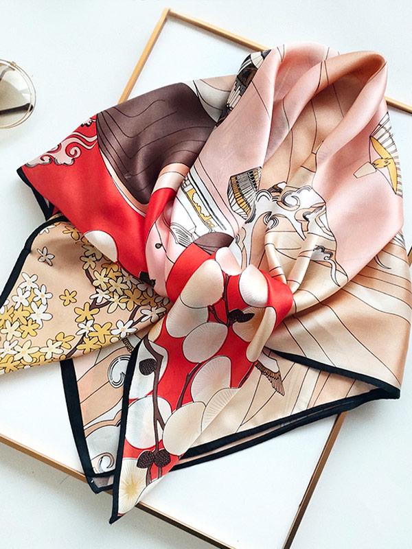 Elegant Florals Silk Square Scarf 88x88cm