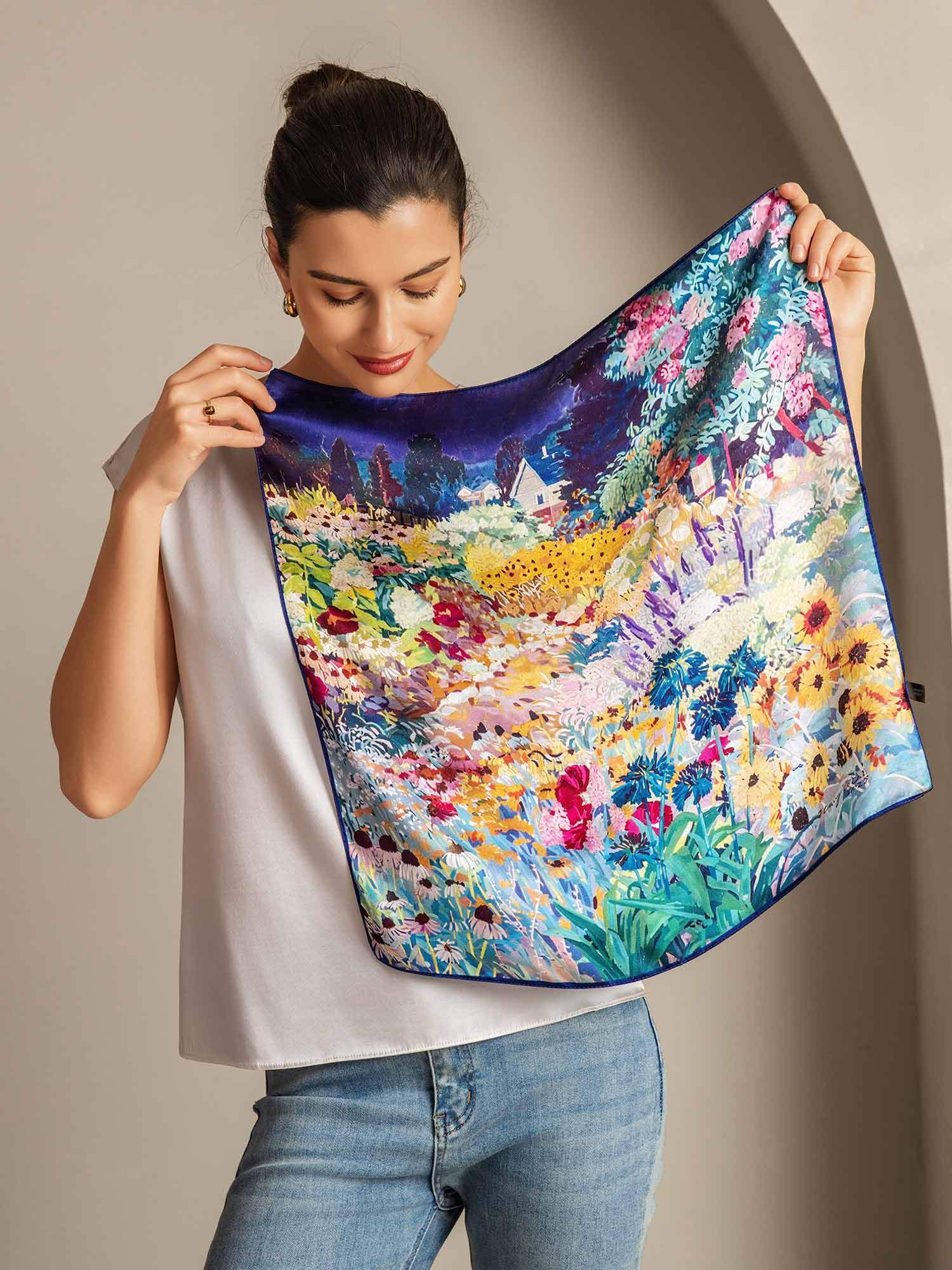 Pure Silk Printed Square Scarf 53*53 cm