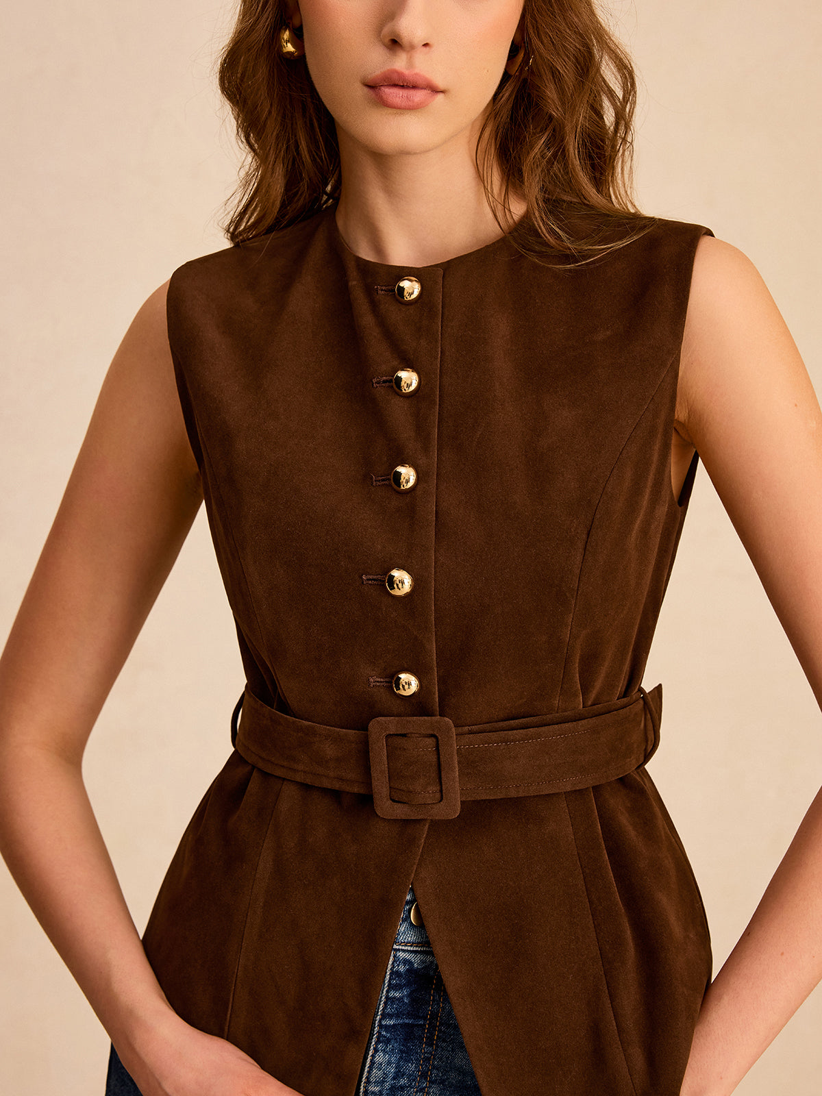 Suede Vest with Belt