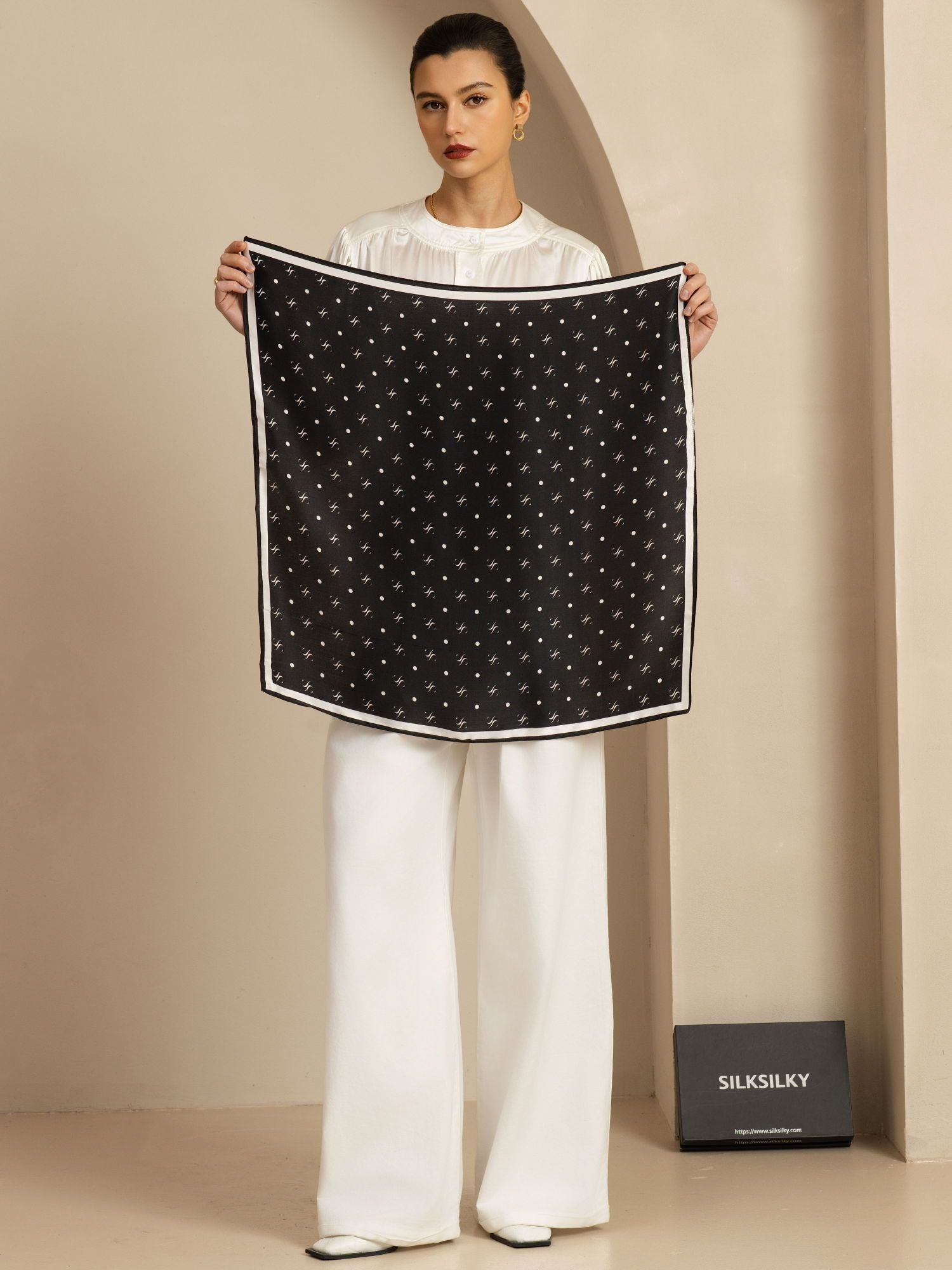 Pure Silk SilkSilky Brand Impression Square Scarf - Size 90x90cm