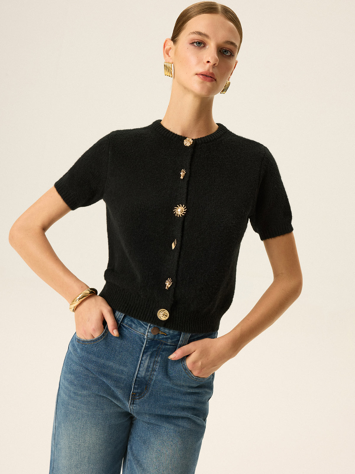 Metal Detail Knit Cardigan