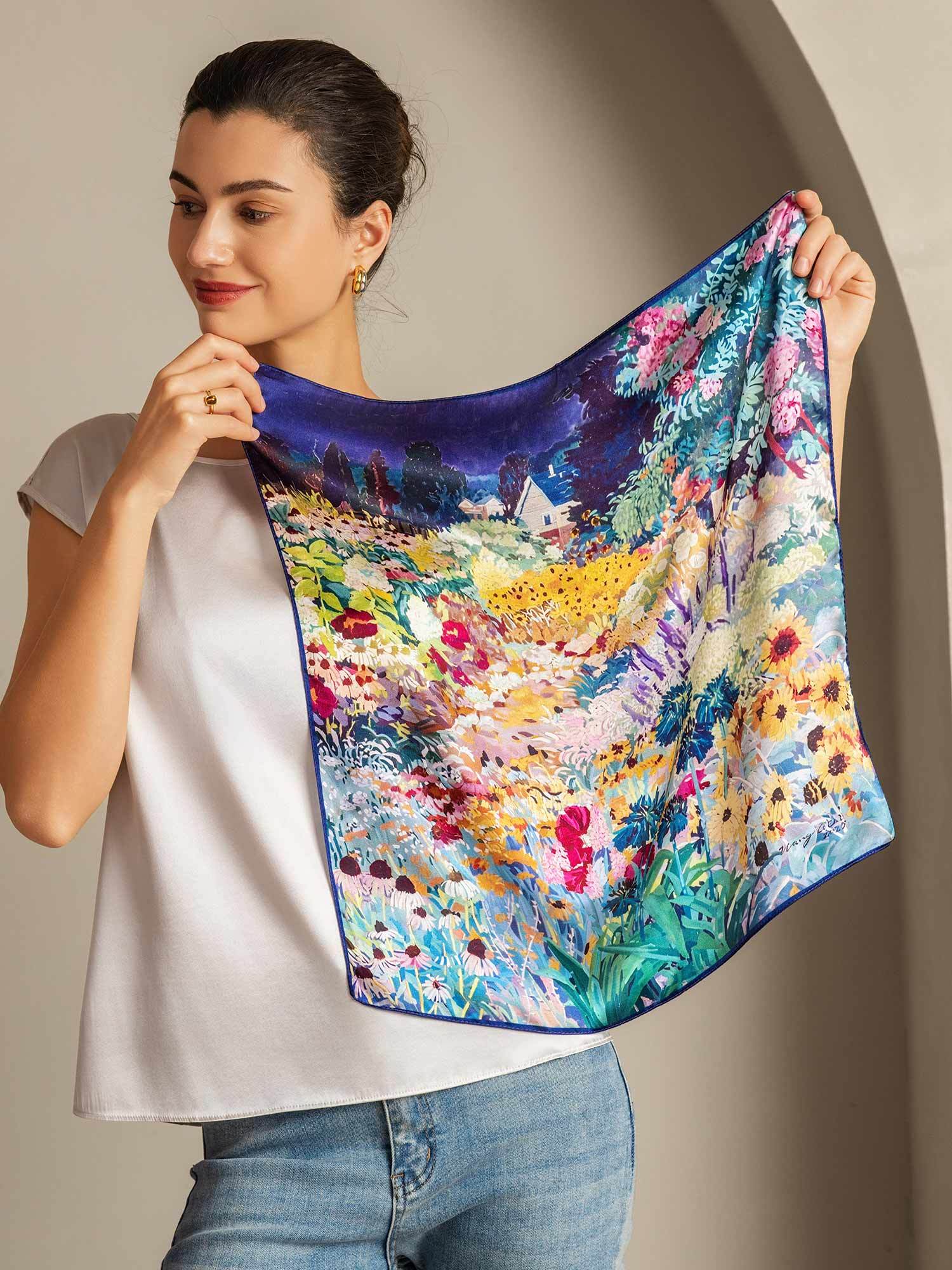Pure Silk Printed Square Scarf 53*53 cm