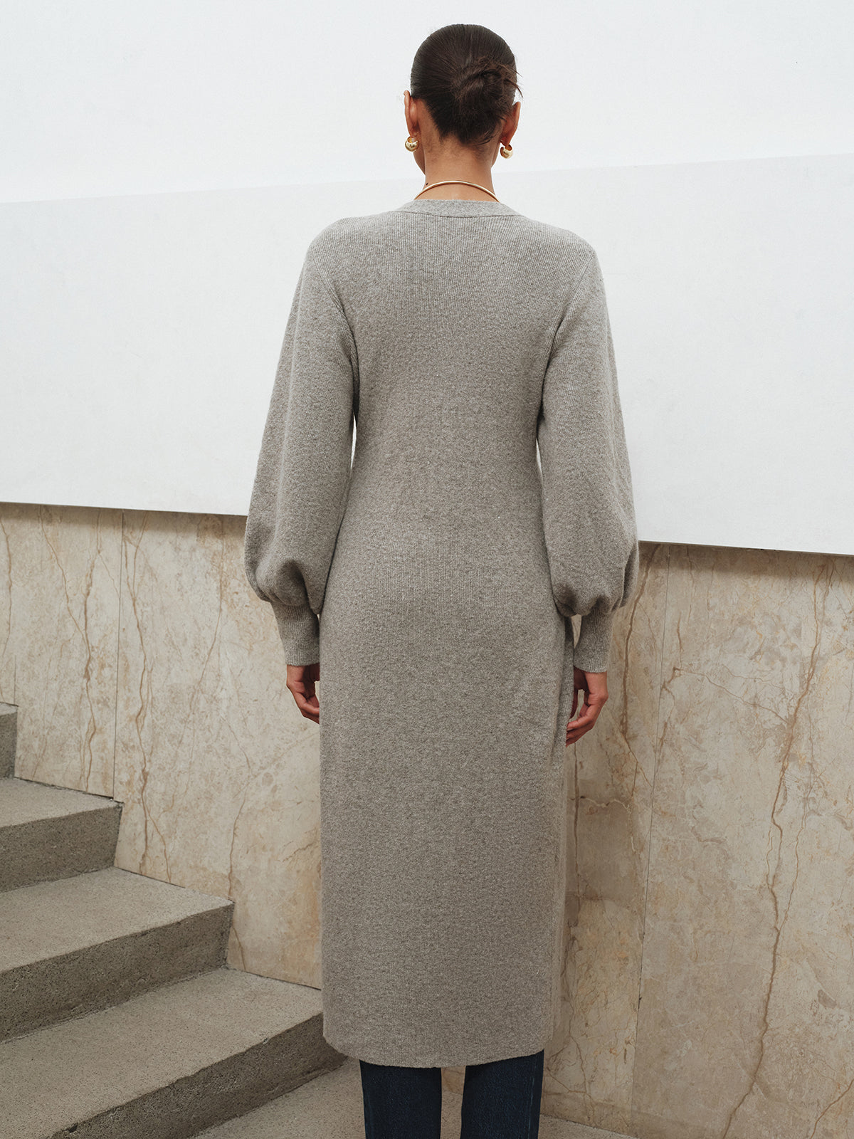 Button-Front Longline Knit Outerwear