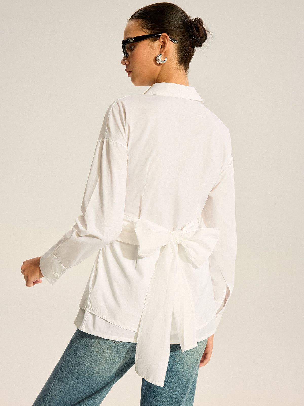 Back Bow Long-Sleeve Shirt