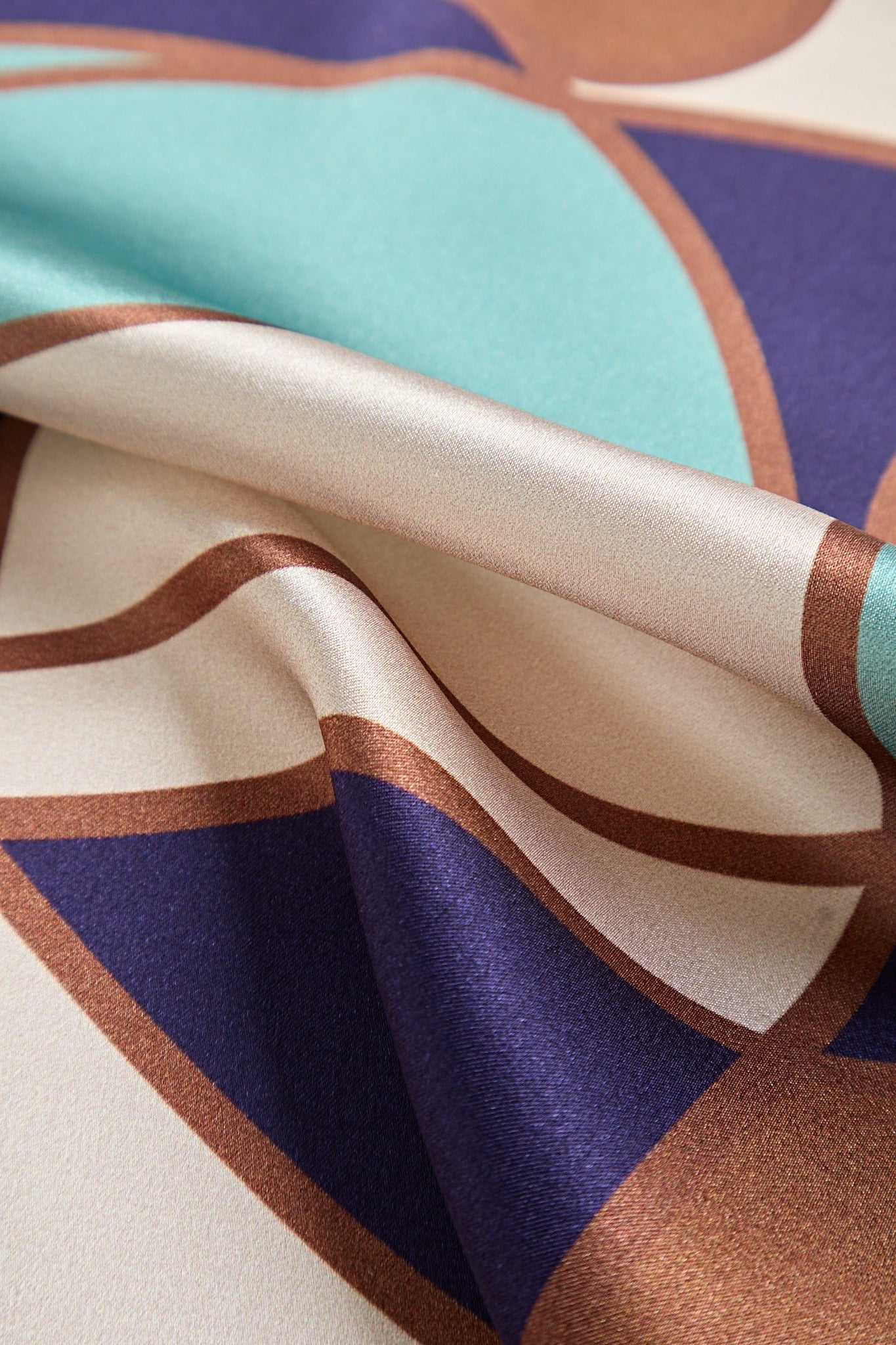 Pure Silk Geometric Pattern Square Scarf - Size 53x53cm