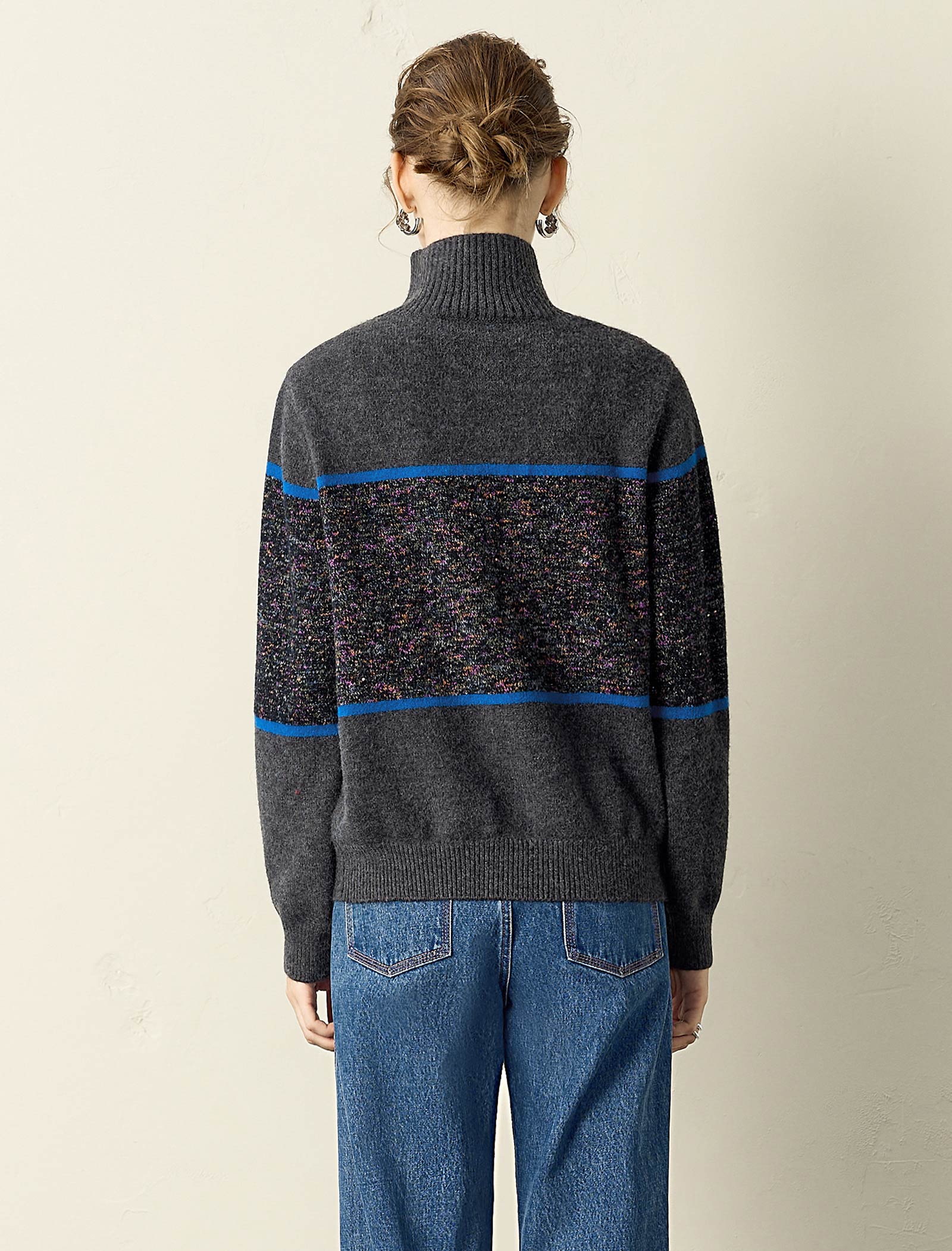Charcoal Grey Button Placket Sweater