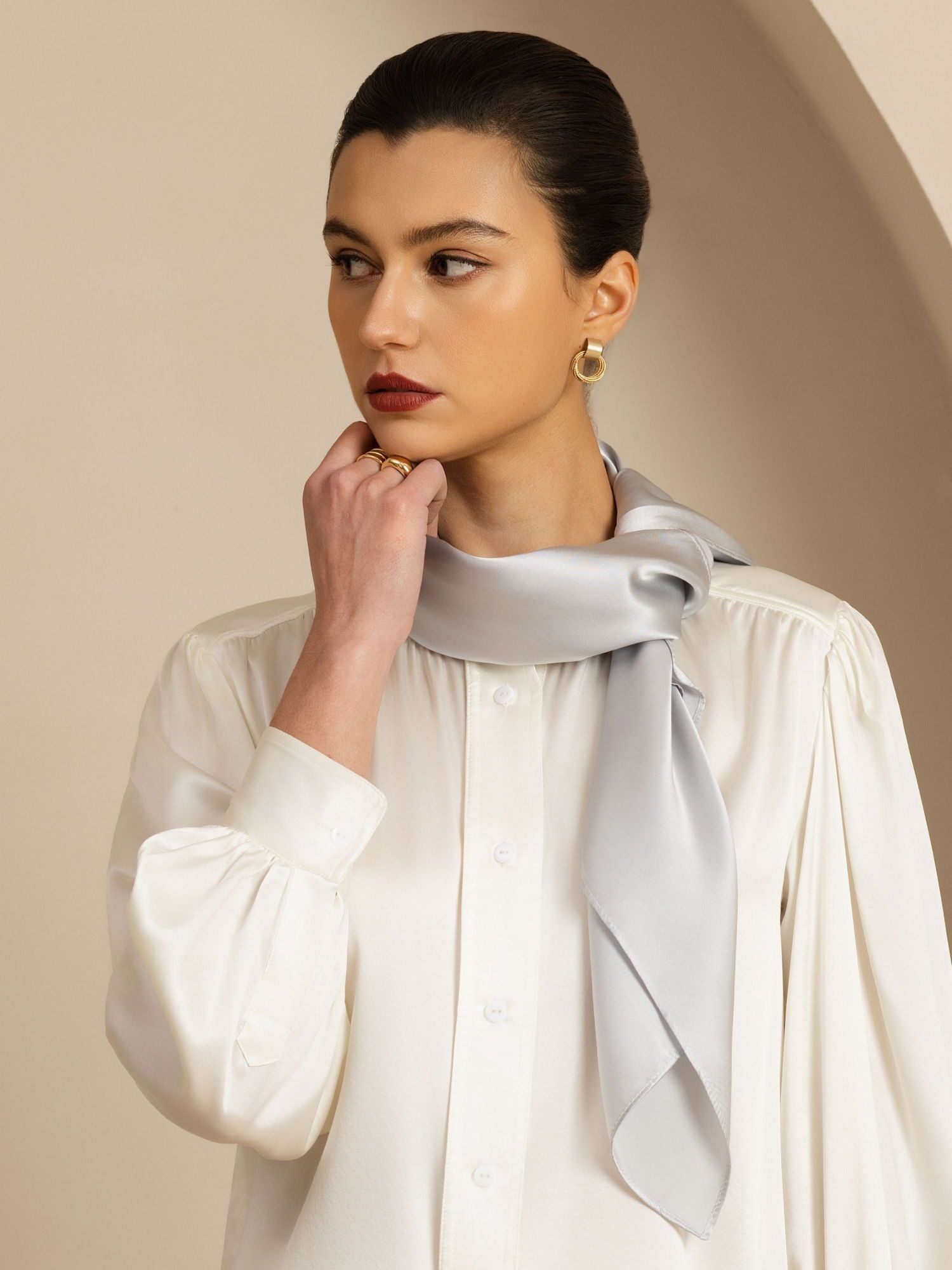 Pure Silk Classic  Elegant Square Scarf - Size 90x90cm
